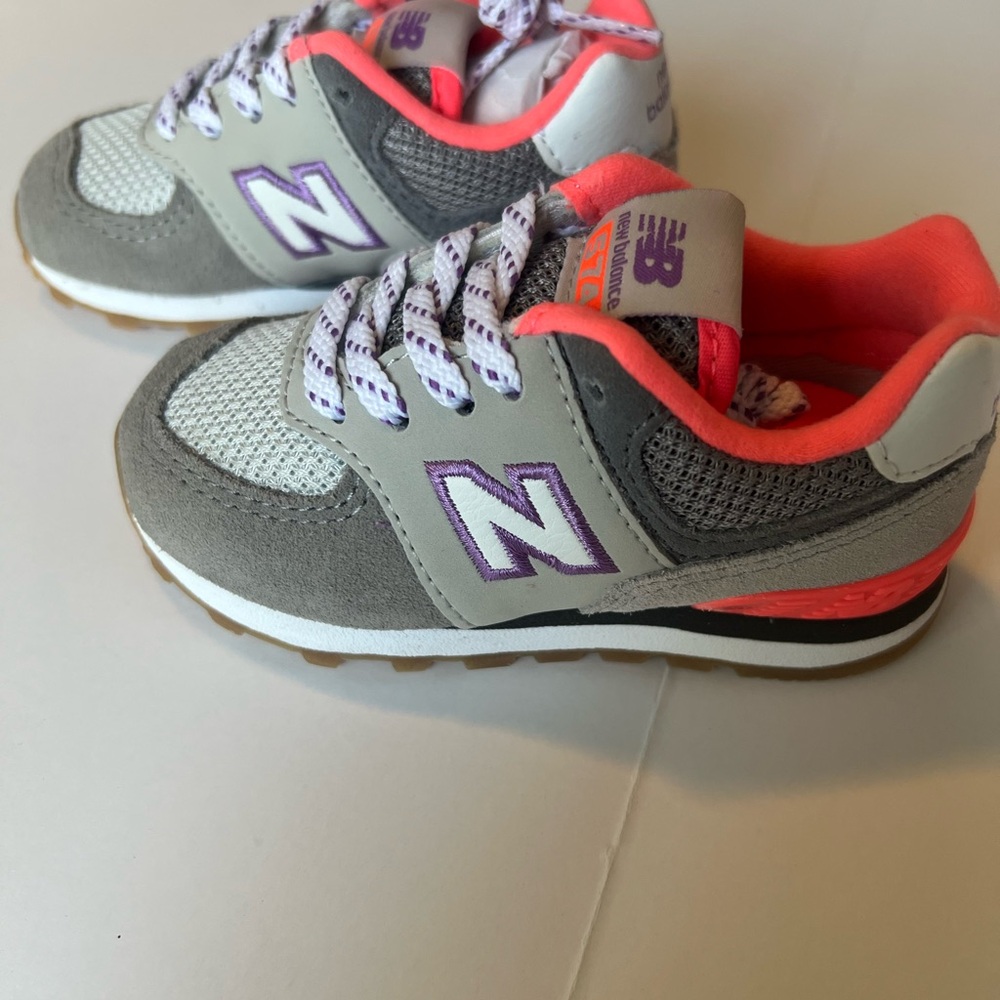 New Balance Kids' Gray and Coral Sneakers